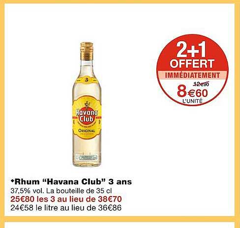 rhum "havana club" 3 ans