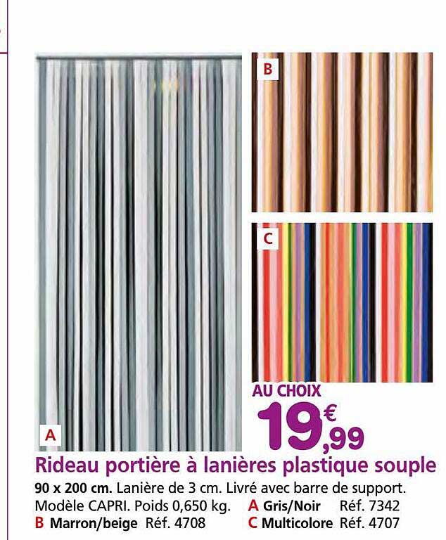 rideau portière à lanières plastique souple