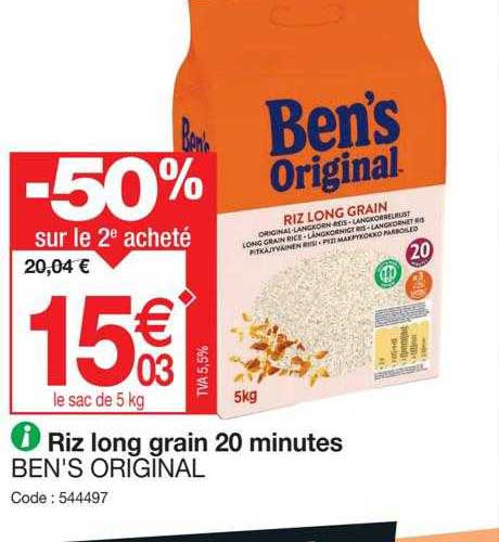 riz long grain 20 minutes ben's original