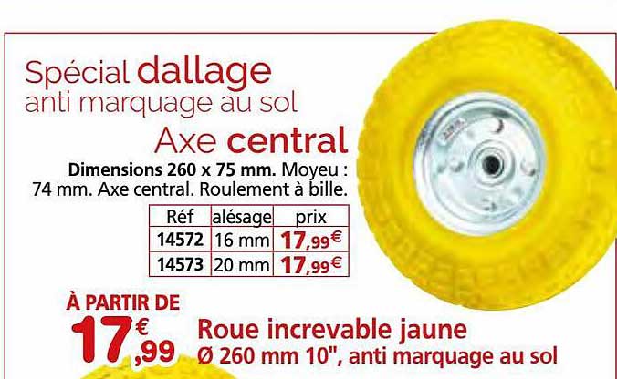roue increvable jaune ø260 mm 10", anti marquage au sol