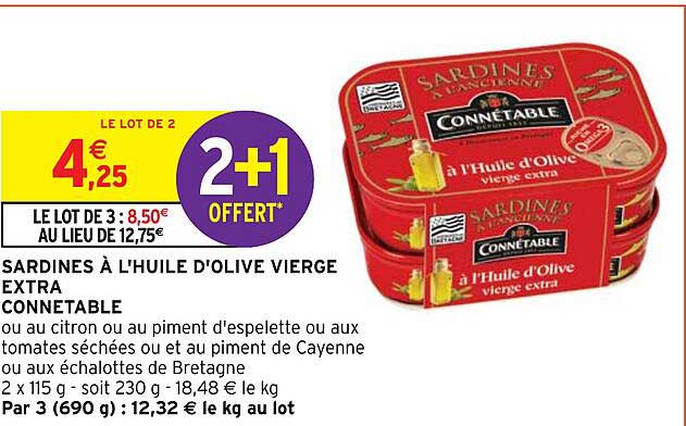 Sardines à L'huile D'olive Vierge Extra Connetable