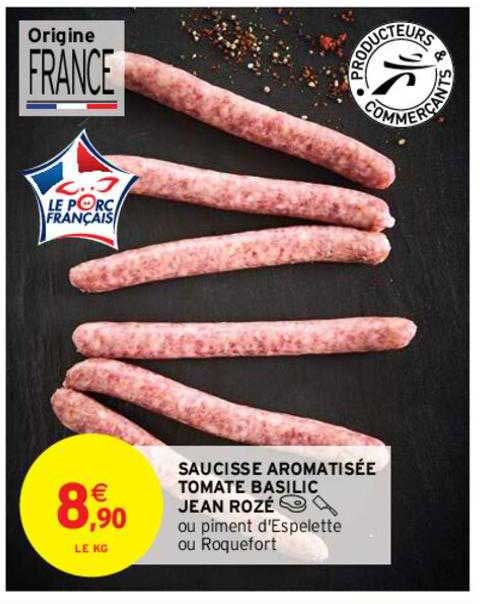 saucisse aromatisée tomate basilic jean rozé