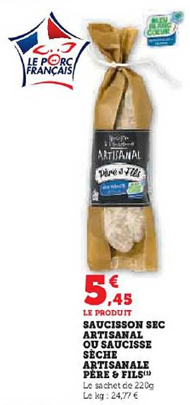 saucisson sec artisanal ou saucisse sèche artisanale père & fils