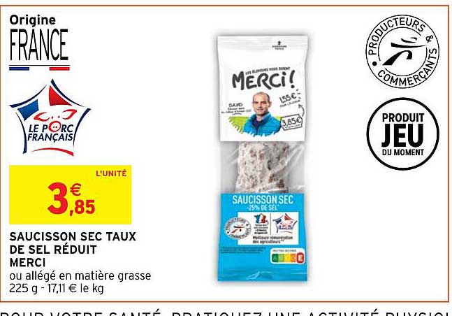 Saucisson Sec Taux De Sel Réduit Merci
