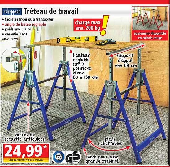 Scheppach Tréteau De Travail
