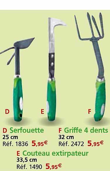 Serfouette, Griffe 4 Dents, Couteau Extirpateur