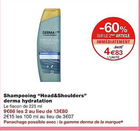 shampooing "head & shoulders" derma hydratation
