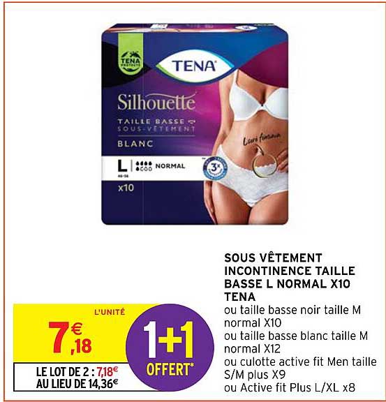 sous vêtement incontinence taille basse l normal x10 tena