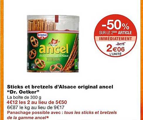 sticks et bretzels d'alsace original ancel "dr. oetker"