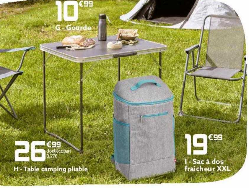 Table Camping Pliable ,sac à Dos Fraîcheur Xxl