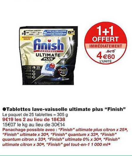 tablettes lave-vaisselle ultimate plus "finish"