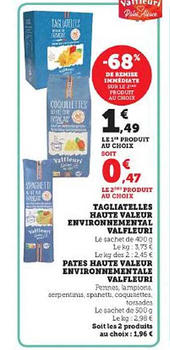 tagliatelles haute valeur environnemental valfleuri, pâtes haute valeur environnemental valfleuri