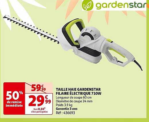 taille haie gardenstar filaire électrique 710w