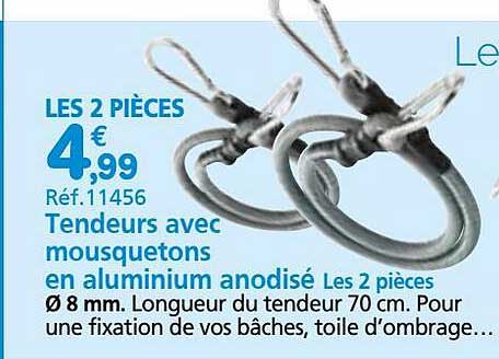 tendeurs avec mousquetons en aluminium anodisé