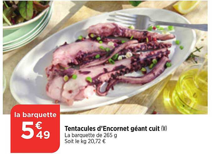 tentacules d'encornet géant cuit