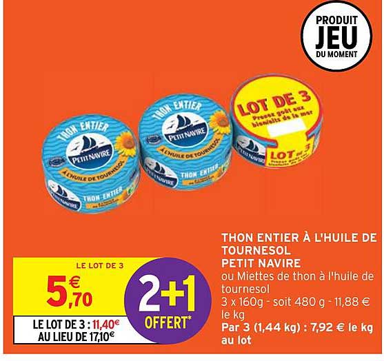 Thon Entier à L'huile De Tournesol Petit Navire