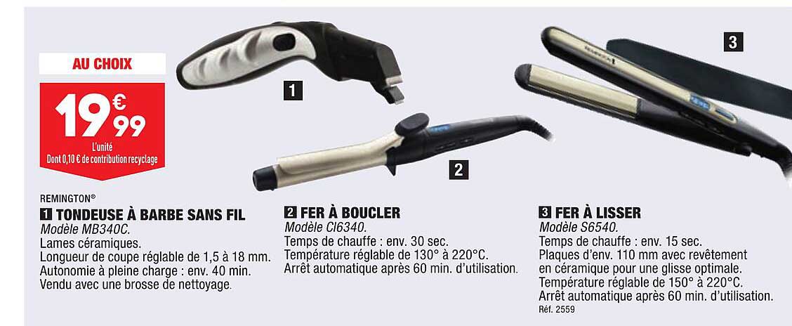 tondeuse à barbe sans fil, fer à boucler, fer à lisser