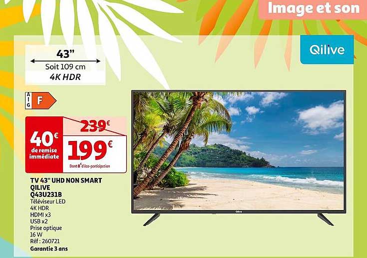 tv 43" uhd non smart qilive q43u231b