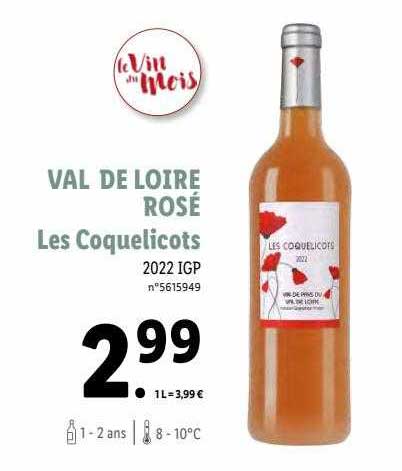 val de loire rosé les coquelicots 2022 igp