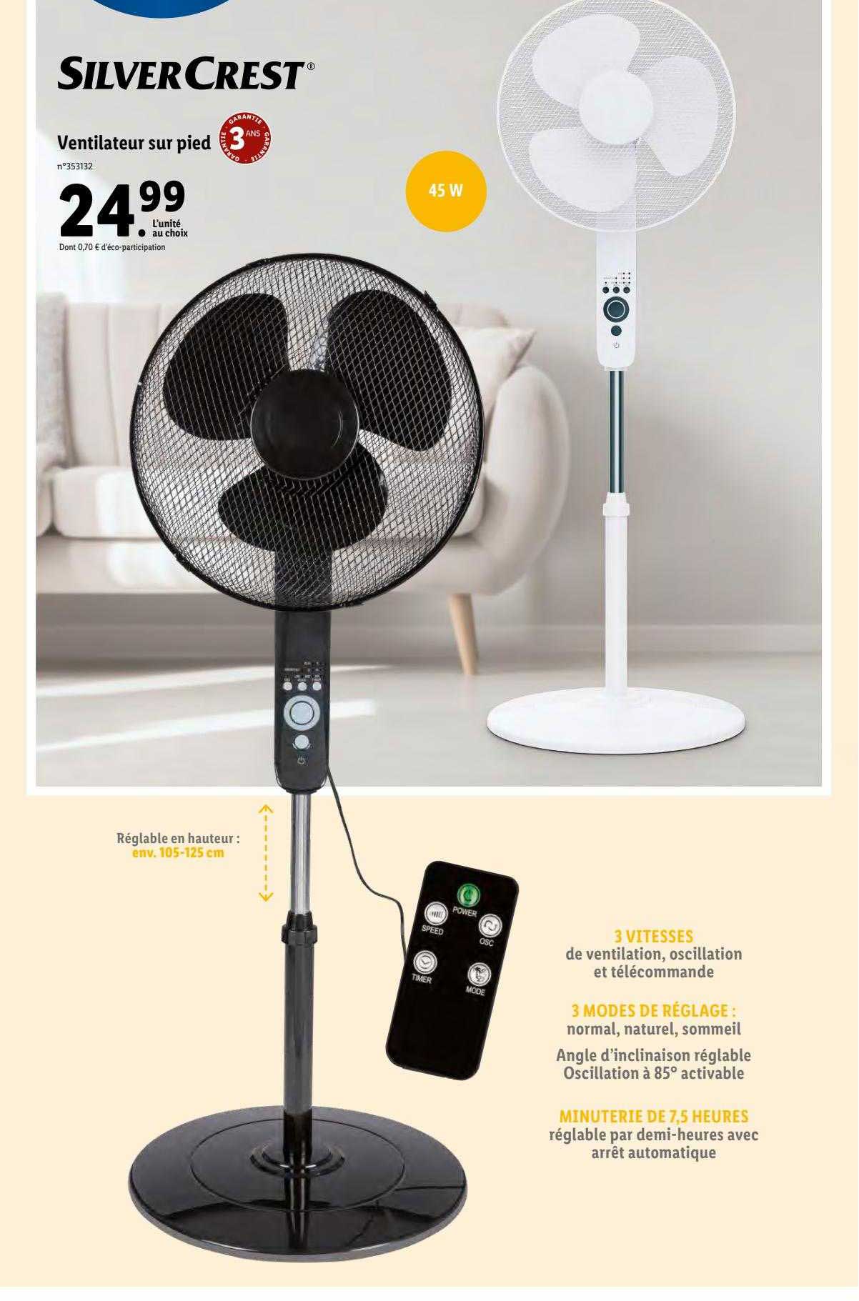 ventilateur sur pied silver crest