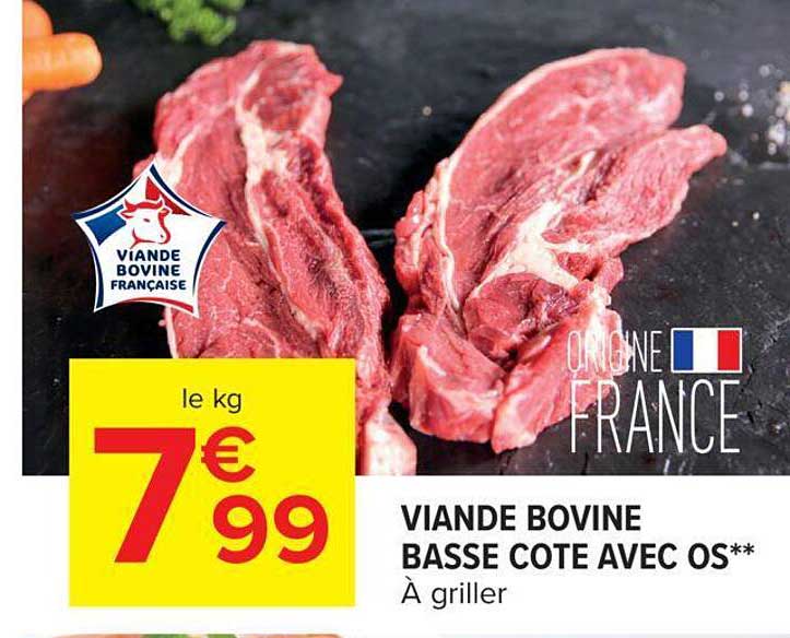 Viande Bovine Basse Côte Avec Os**