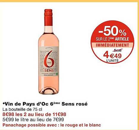 vin de pays d'oc 6ème sens rosé