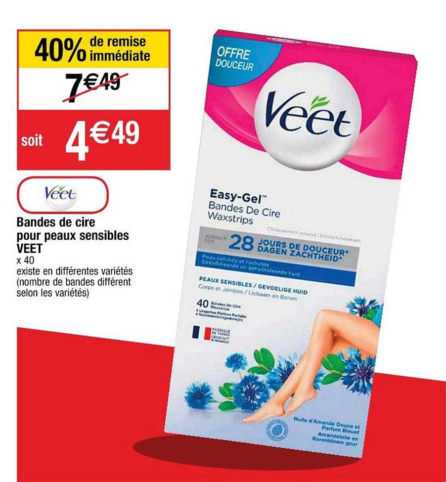 bandes de cire pour peaux sensibles veet