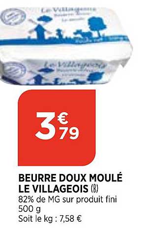 beurre doux moulé le villageois