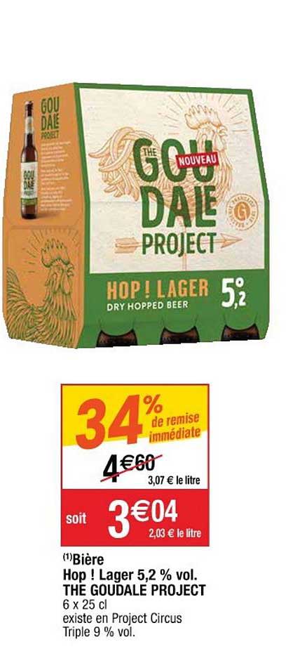bière hop ! lager 5.2% vol. the goudale project 34% de remise immédiate