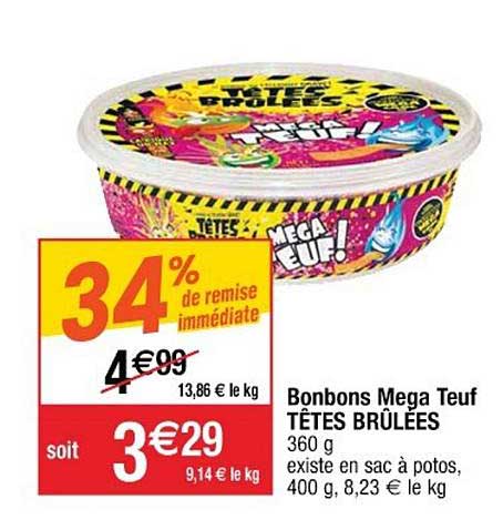 bonbons mega teuf têtes brûlées 34% de remise immédiate