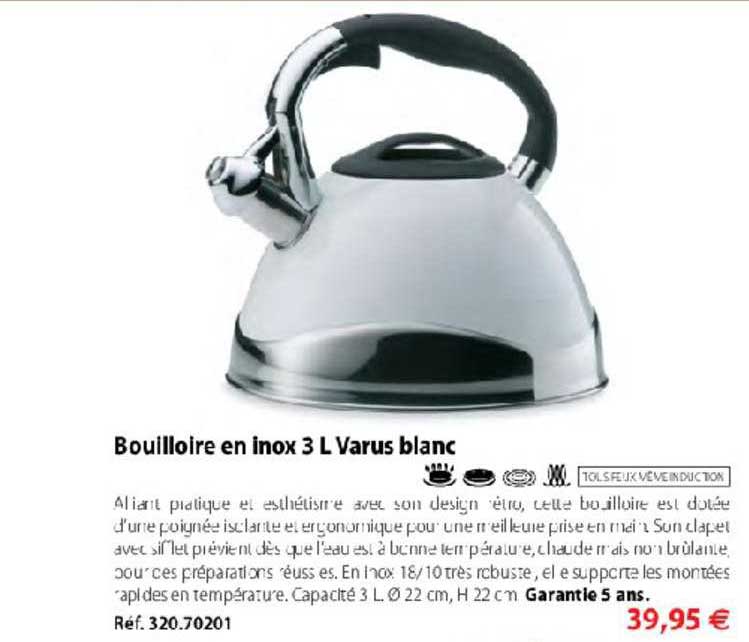 Bouilloire En Inox 3 L Varus Blanc