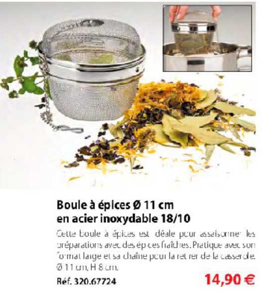 boule à épices 11 cm en acier inoxydable 18 10