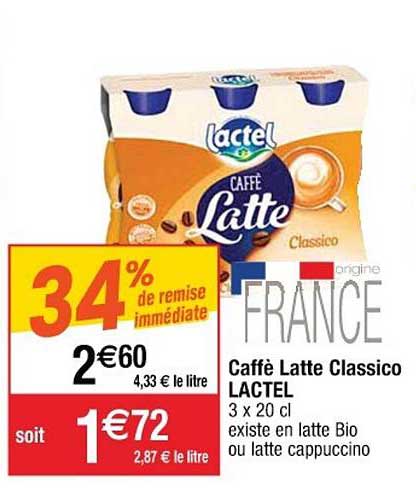 caffè latte classico lactel 34% de remise immédiate