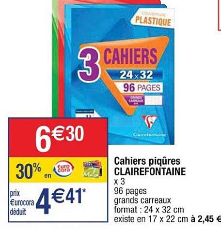 cahiers piqûres clairefontaine