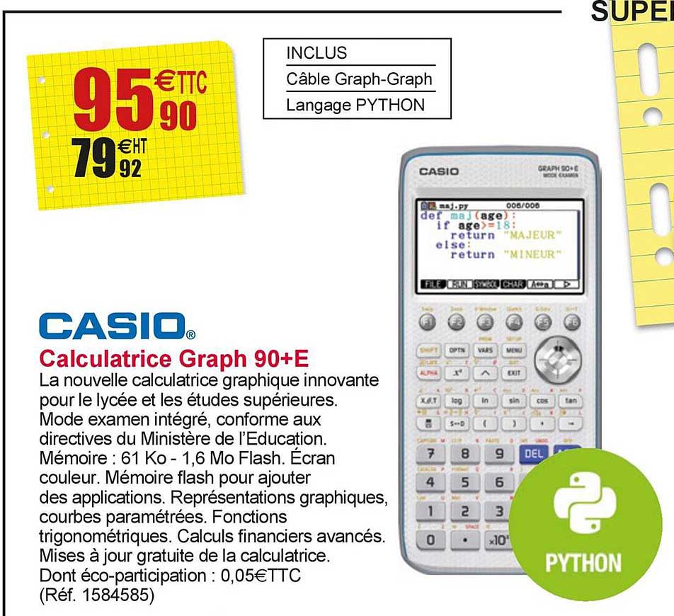 calculatrice graph 90+e casio