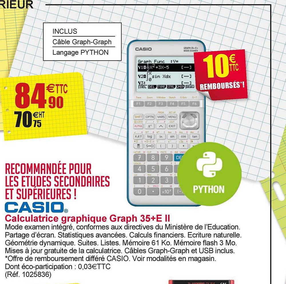 calculatrice graphique graph 35+e ii casio