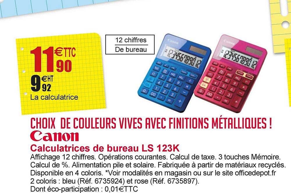 calculatrices de bureau ls 123k canon