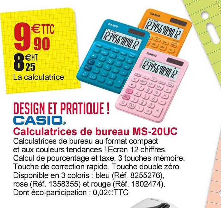 calculatrices de bureau ms 20uc casio