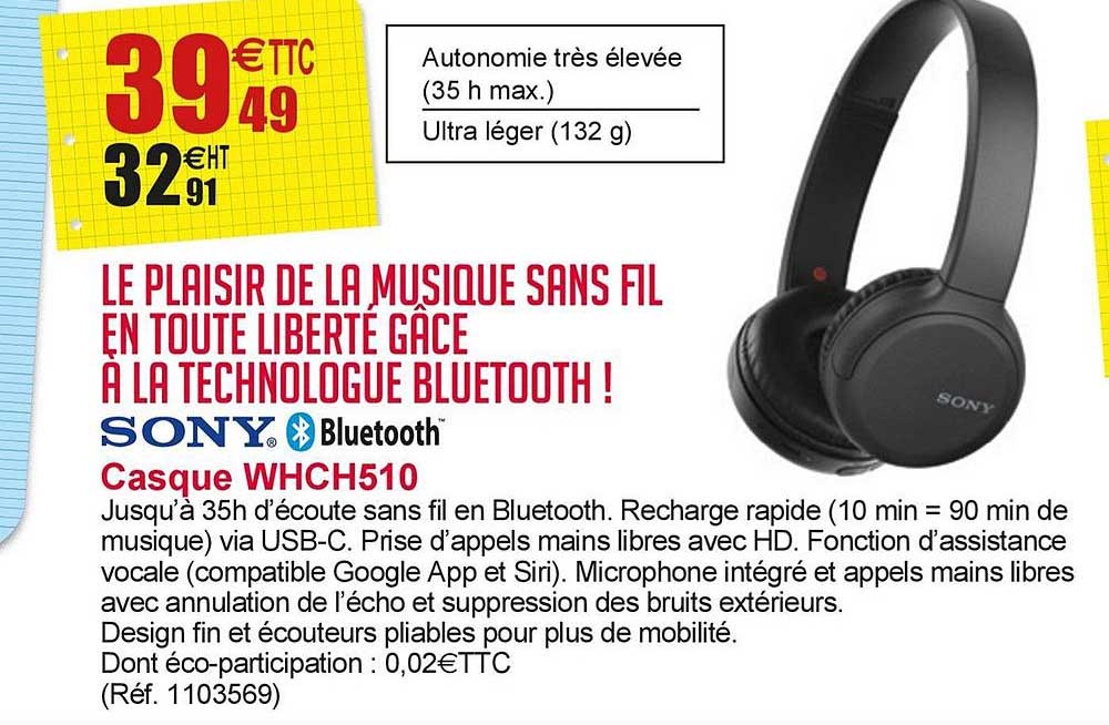 casque whch510 microphone integré sony