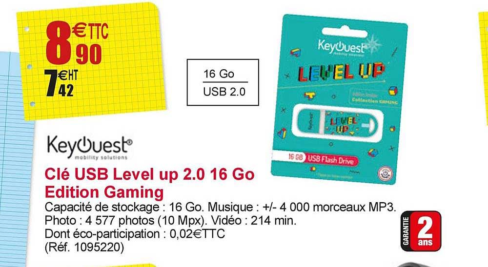 clé usb level up 2.0 16 go edition gaming keyouest
