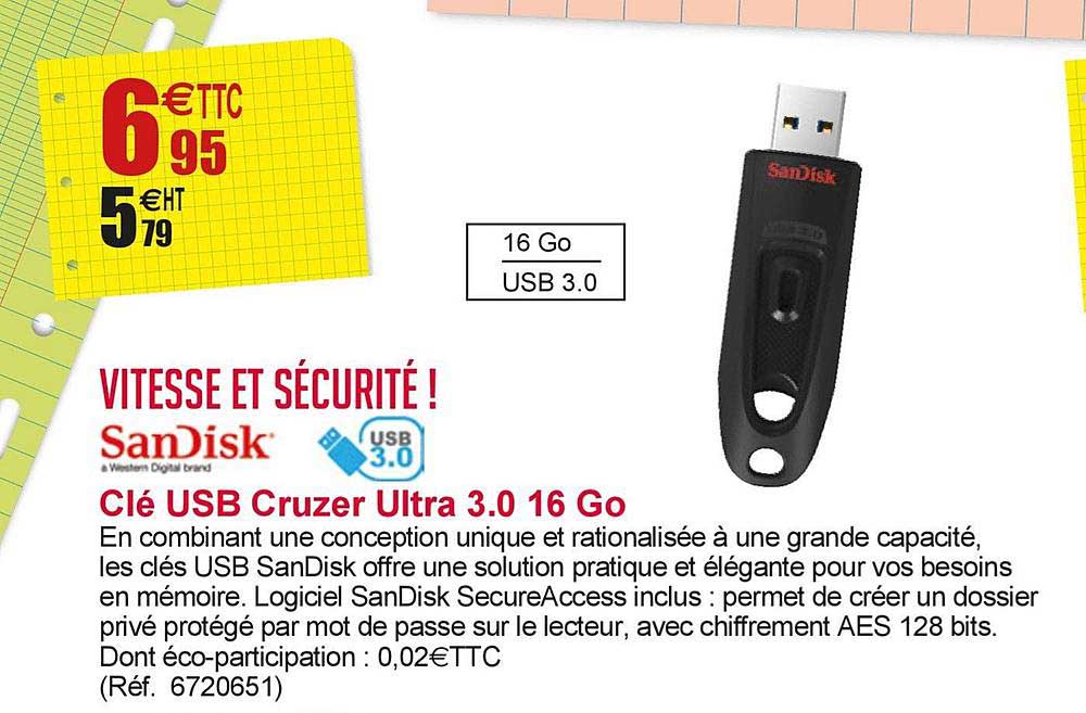 clef usb cruzer ultra 3.0 16 go sandisk