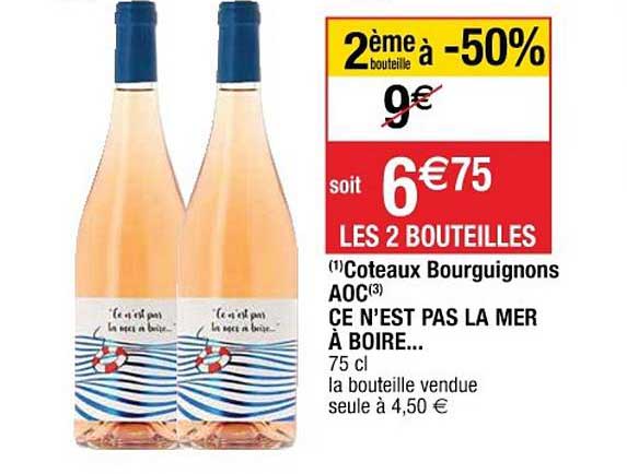 coteaux bourguignons aoc ce n'est pas la mer à boire 2ème bouteille à -50%