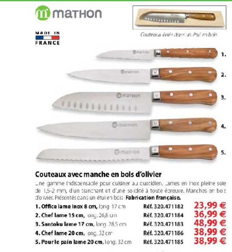 couteaux avec manche en bois d'olivier