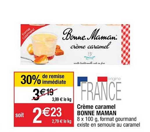 crème caramel bonne maman 30% de remise immédiate