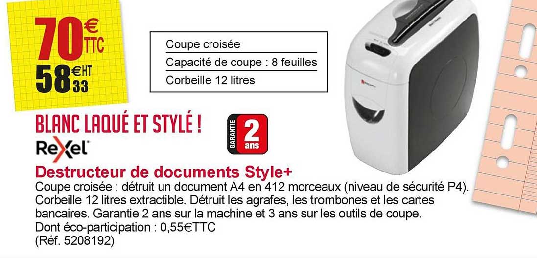 Destructeur De Documents Style+ Rexel