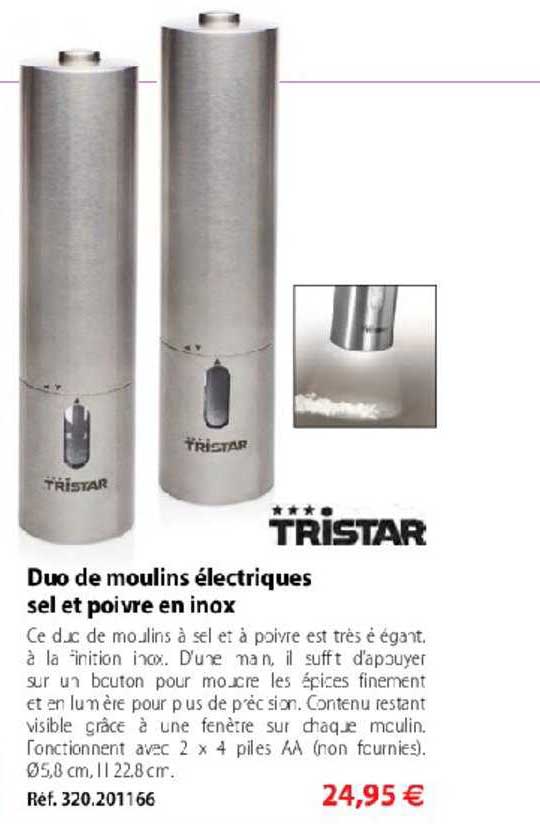 Duo De Moulins électriques Sel Et Poivre En Inox Tristar