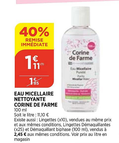 eau micellaire nettoyante corine de farme 40% de remise immédiate