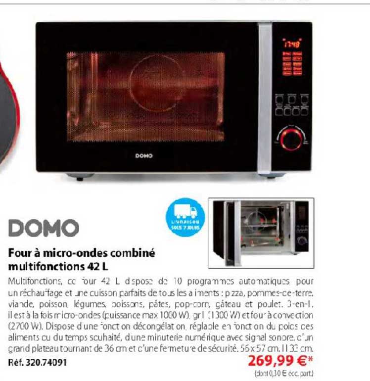 four à micro ondes combiné multifonctions 42 l domo