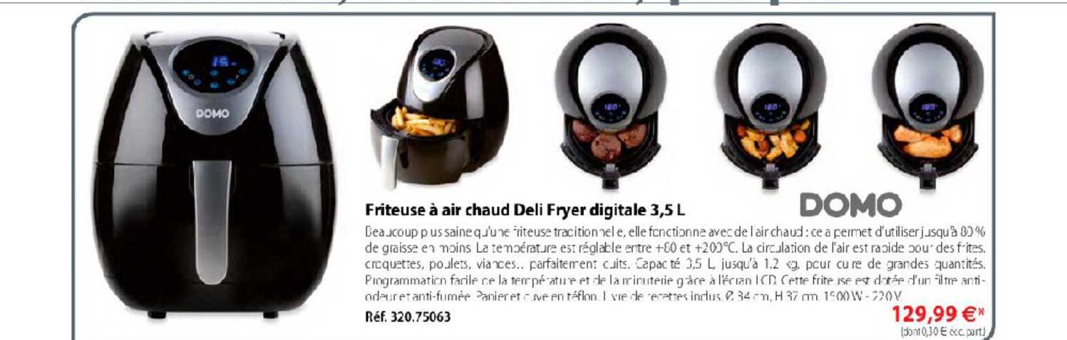 friteuse à air chaud deli fryer digitale 3.5 l domo