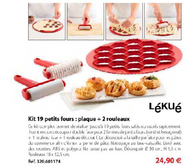 kit 19 petits fours plaque + 2 rouleaux lékué